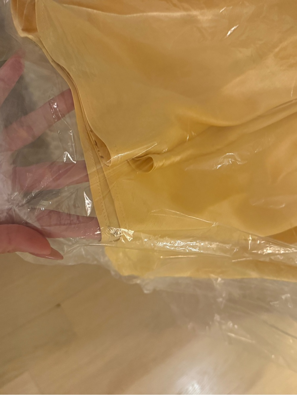 One-Shoulder Satin Gown in Champagne Yellow - Picture 7 of 7